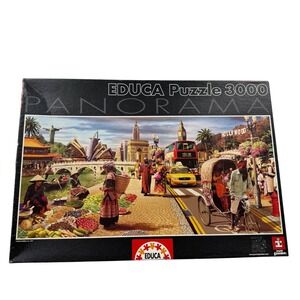Educa 3000 Piece Panorama‎ Puzzle Global World 15545 Landmark Collage UNCOUNTED